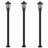vidaXL Lampy ogrodowe na słupku, 3 szt., czarne, 120 cm, stal