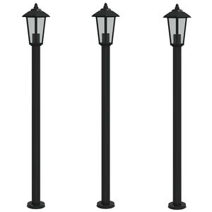 vidaXL Lampy ogrodowe na słupku, 3 szt., czarne, 120 cm, stal