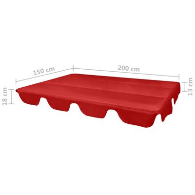 vidaXL Zadaszenie do huśtawki ogrodowej, czerwone, 226 x 186 cm