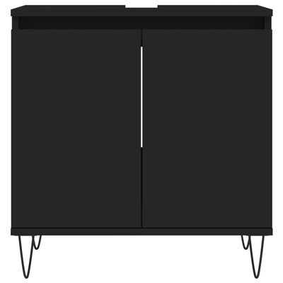 vidaXL Zestaw 3 szafek łazienkowych, czarny, materiał drewnopochodny