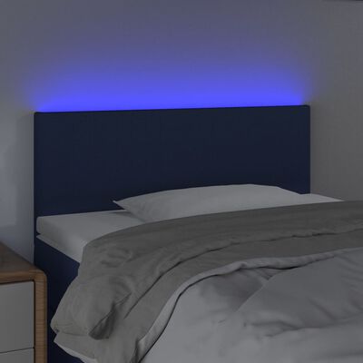 vidaXL Zagłówek do łóżka z LED, niebieski, 90x5x78/88 cm, tkanina