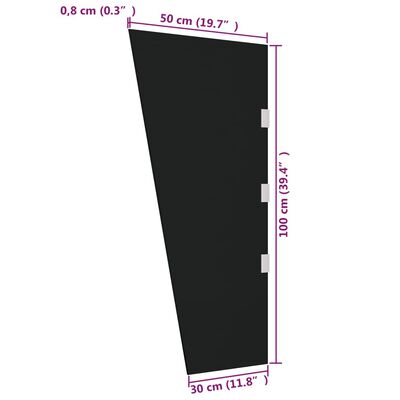 vidaXL Ścianka do zadaszenia drzwi, czarna, 50x100 cm, szkło hartowane