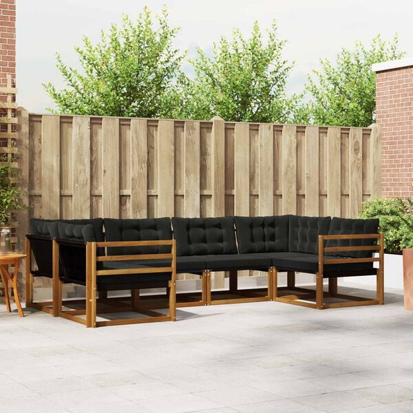 vidaXL Zestaw sof na zewnątrz z poduszką 6 pcs Naturalny i czarny