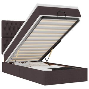 vidaXL Rama ł&oacute;żka otomana z materacem, brązowa, 90x190 cm, tkanina