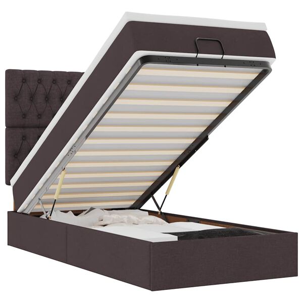 vidaXL Rama ł&oacute;żka otomana z materacem, brązowa, 90x190 cm, tkanina