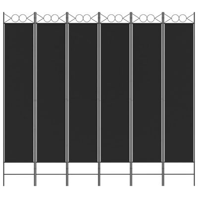vidaXL Parawan 6-panelowy, czarny, 240x220 cm, tkanina