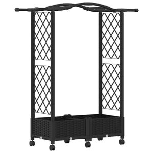 vidaXL Podniesione ł&oacute;żko z kratką i dachem Czarny 124 x 40 x 129 cm PP