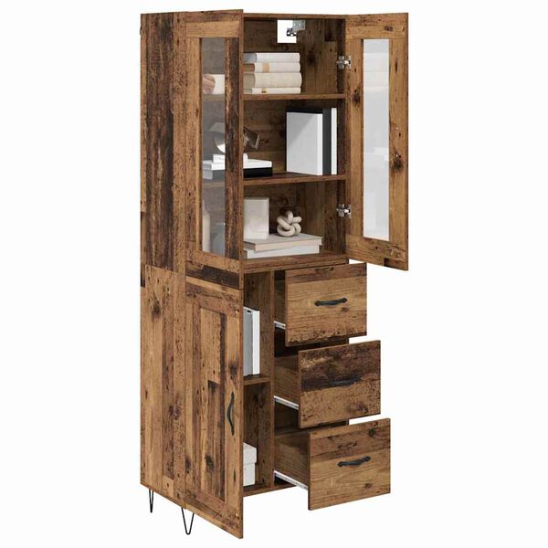 vidaXL Highboard z szufladą Stare drewno 69,5 x 34 x 90 cm
