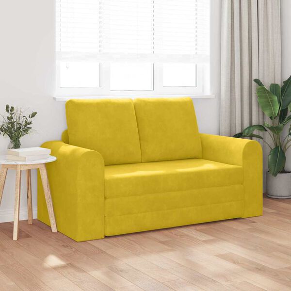 vidaXL Sofa Bed 60cm Ż&oacute;łty Aksamit