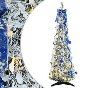 vidaXL Sztuczna choinka z 50 diodami LED z podstawą Biały 120 cm PVC