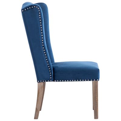 vidaXL Krzesło stołowe, niebieskie, obite aksamitem