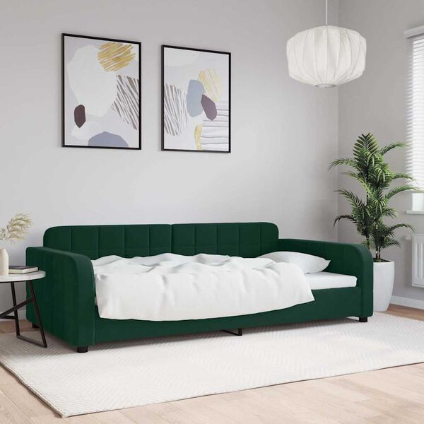 vidaXL Sofa z funkcją spania, ciemnozielona, 100x200 cm, aksamitna