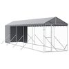 vidaXL Kojec dla psa, z dachem, srebrny, 2x10x2,5m, stal galwanizowana