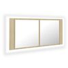 vidaXL Szafka łazienkowa z lustrem i LED, dąb sonoma, 100x12x45, akryl