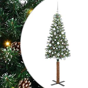 vidaXL Szczupła Choinka Zielony 180 cm PVC i lite drewno sosnowe
