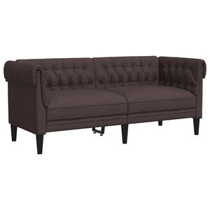 vidaXL Sofa Chesterfield, dwuosobowa, ciemnobrązowa, obita tkaniną