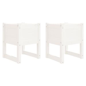 vidaXL Donice, 2 szt., białe, 40x40x52,5 cm, lite drewno sosnowe