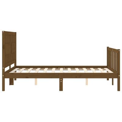 vidaXL Rama łóżka z wezgłowiem, miodowy brąz, 120x200 cm, lite drewno