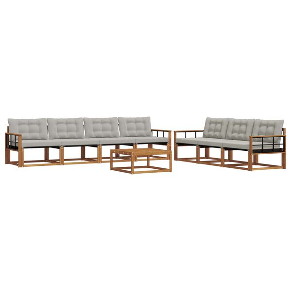 vidaXL Zestaw sof na zewnątrz z poduszką 8 pcs Naturalny i Jasny Szary