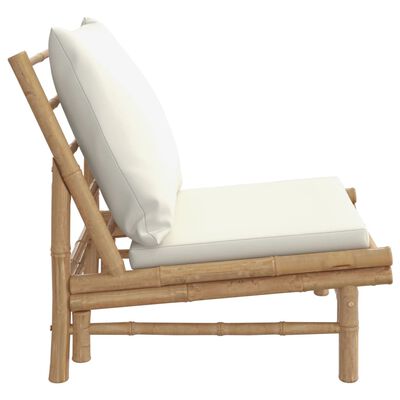 vidaXL Fotele ogrodowe, 2 szt., kremowe poduszki, bambus