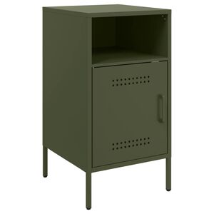 vidaXL Szafka nocna, oliwkowa, 36x39x68 cm, stal