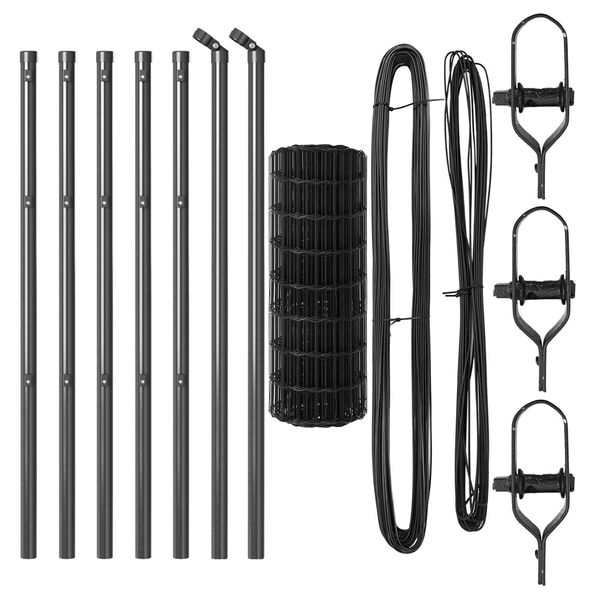 vidaXL Ogrodzenie z słupkiem Szary 0,4 x 50 m Stal i PVC