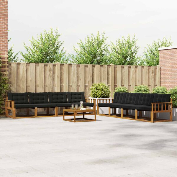 vidaXL Zestaw sof na zewnątrz z poduszką 9 pcs Naturalny i czarny
