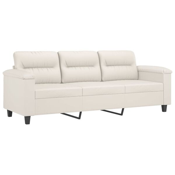 vidaXL 3-osobowa sofa, kremowa, 180 cm, sztuczna sk&oacute;ra