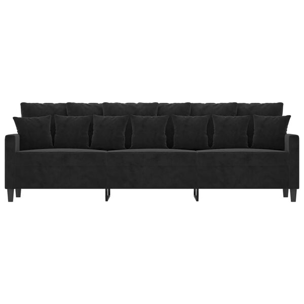 vidaXL Sofa 3-osobowa, czarny, 210 cm, obita aksamitem