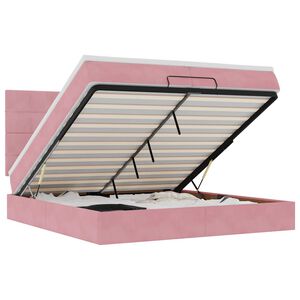 vidaXL Rama ł&oacute;żka otomana z materacami, r&oacute;żowa, 200x200 cm, aksamit