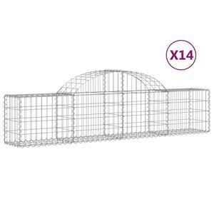 vidaXL Kosze gabionowe, 14 szt, 200x30x40/60 cm, galwanizowane żelazo