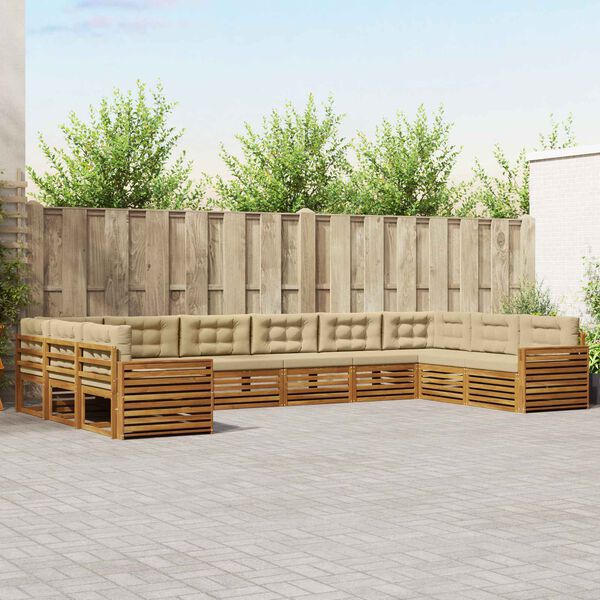 vidaXL Zestawy sof 7 pcs Naturalny i Beżowy Lite Drewno Akacji