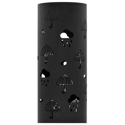 vidaXL Stojak na parasole, wzór w parasole, stalowy, czarny