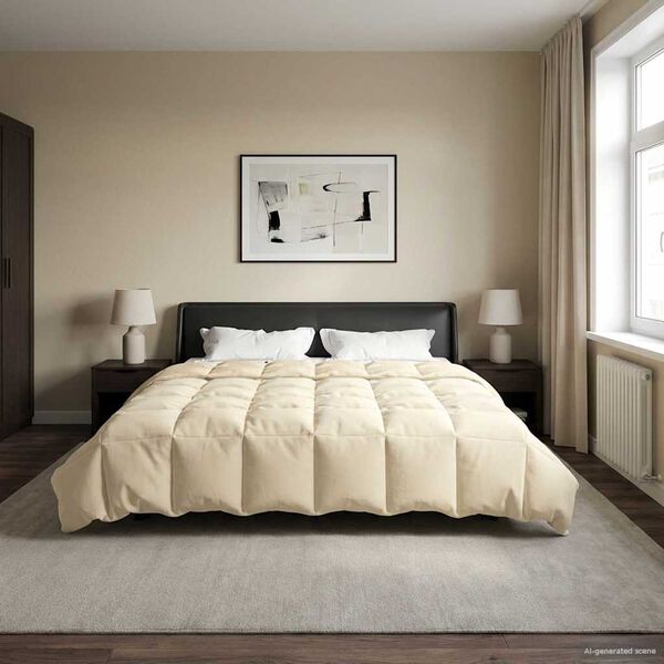 vidaXL Letni Kołdra Kwiłtowany Kremowy 200 x 220 cm Mikrofibra