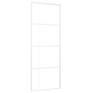 vidaXL Drzwi przesuwne, szkło ESG i aluminium, 76x205 cm, białe
