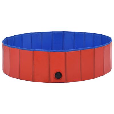 vidaXL Składany basen dla psa, czerwony, 120 x 30 cm, PVC
