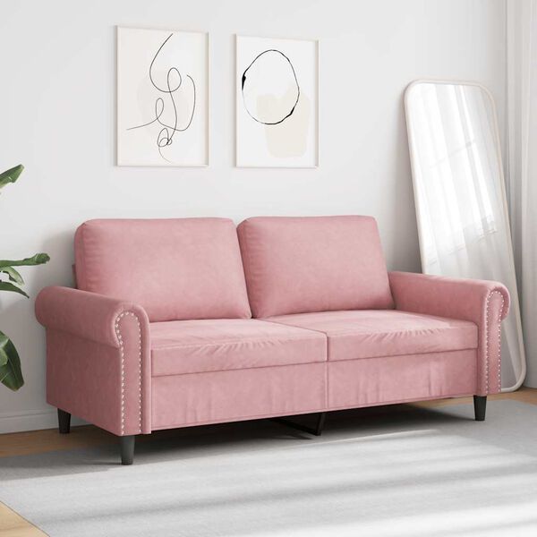 vidaXL Sofa 2-osobowa, r&oacute;żowy, 140 cm, tapicerowana aksamitem