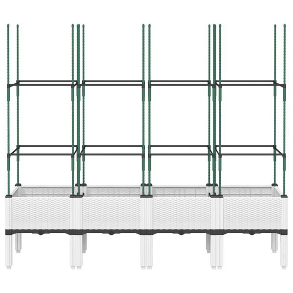 vidaXL Donica ogrodowa z kratką, biała, 160x40x142,5 cm, PP