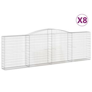vidaXL Kosze gabionowe, 8 szt, 400x30x120/140 cm, galwanizowane żelazo