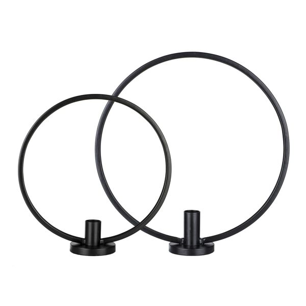 HI Zestaw 2 okrągłych świecznik&oacute;w, czarny