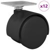 vidaXL Obrotowe k&oacute;łko 12 szt. Czarny 39,5 x 39,5 x 37,8 mm Żelazo i PP