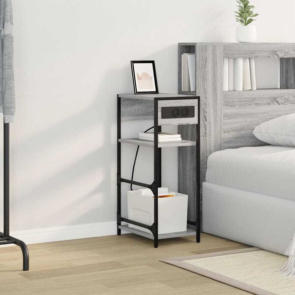 vidaXL Szafka Nocna Szary Sonoma 40 x 27 x 76 cm