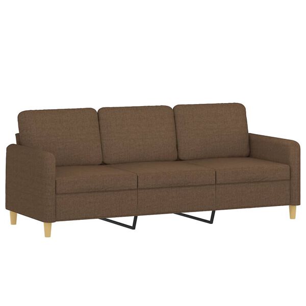vidaXL 3-osobowa sofa z poduszkami, brązowa, 180 cm, tkanina