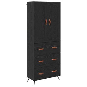 vidaXL Highboard Czarny Dąb 69,5 x 34 x 180 cm Drewno inżynieryjne