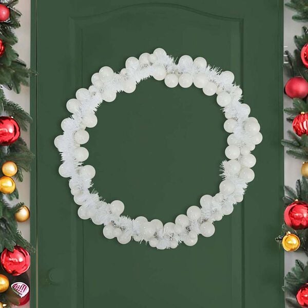 vidaXL Girlanda z bombek świątecznych Biały 186 cm polistyren