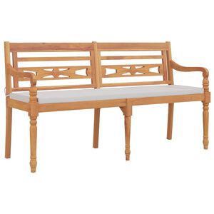vidaXL Ławka Batavia z poduszką, 150 cm, lite drewno tekowe