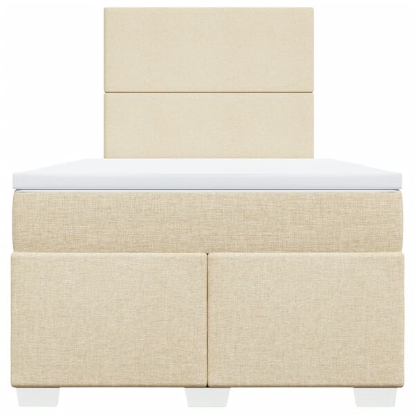 vidaXL Ł&oacute;żko kontynentalne z materacem, kremowe, tkanina, 120x200 cm