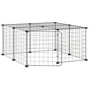vidaXL Klatka dla zwierząt z bramką, 12 paneli, czarna, 70x70x35 cm, stal