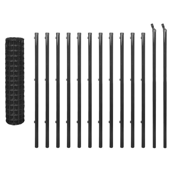 vidaXL Euro ogrodzenie, stalowe, 25 x 1,2 m, szare