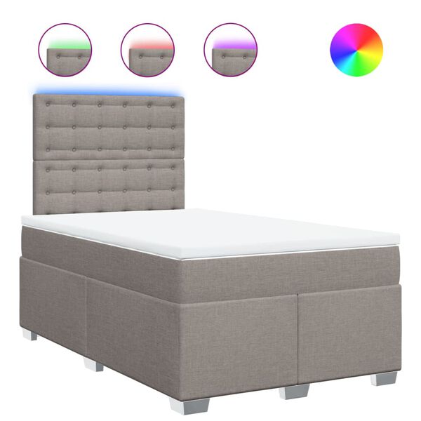 vidaXL Ł&oacute;żko kontynentalne z materacem, taupe, 120x190 cm, tkanina